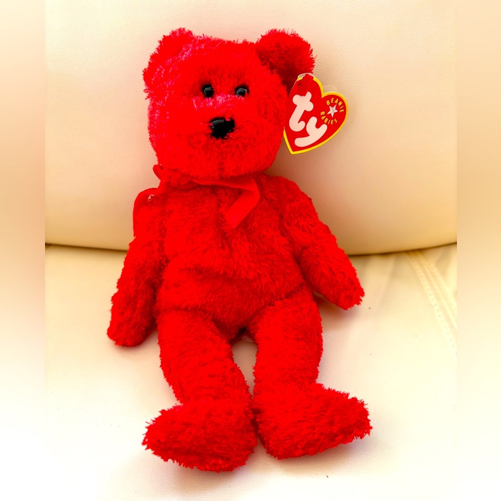 TY Beanie Baby “Sizzle” the Red Bear Retired Vintage Collectible MWMT (8 inch)